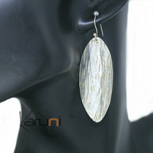 Boucles d'Oreilles Bain argent feuille martelée 5153