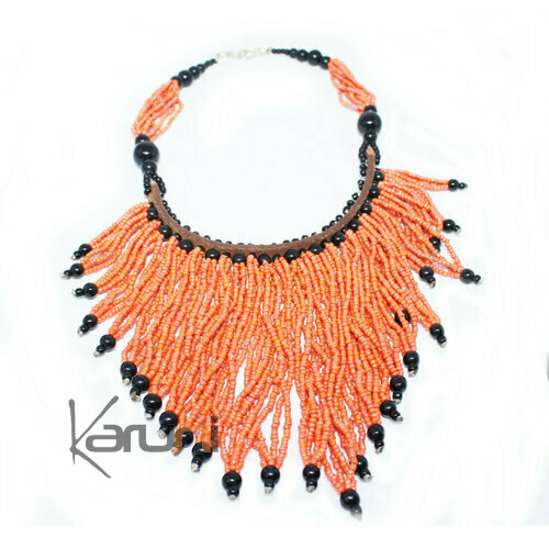 collier perle de rocaille orange