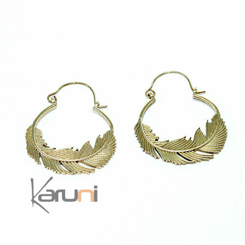 Boucles d'Oreilles dorées plume 5154