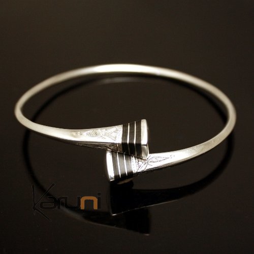 Bracelet en argent croisé clou d'ébène 02 Lignes