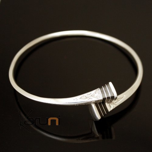 Bracelet en argent croisé clou d'ébène 02 Lignes