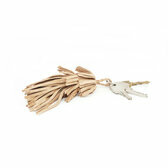 Porte cle cuir beige