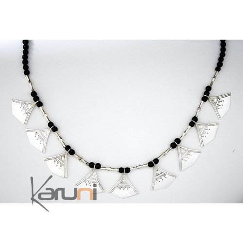 Bijoux Ethniques Touareg Collier en argent shat-shat lotus perles 3 c