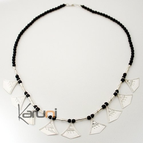 Bijoux Ethniques Touareg Collier en argent shat-shat lotus perles 3 d