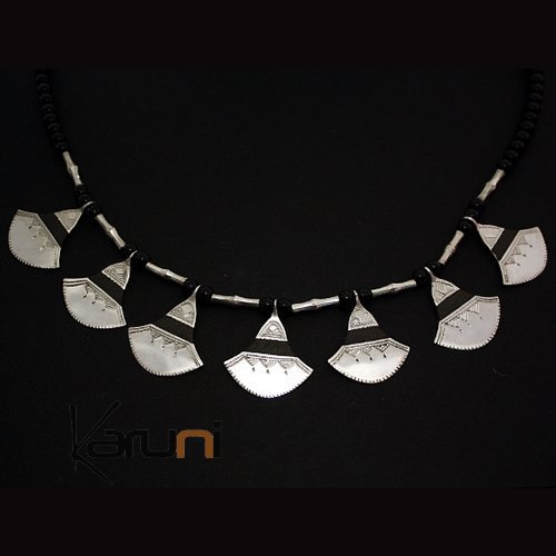 Collier en argent shat-shat lotus ébène