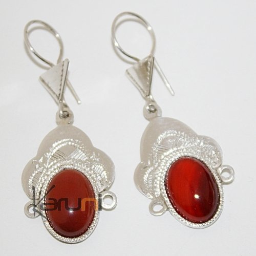 Boucles d'oreilles argent massif agate