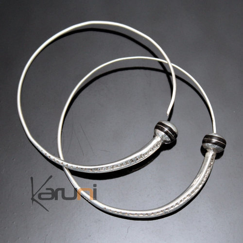 Bijoux Ethniques Touareg Boucles d'oreilles croles en argent 09 Tesibit Perle bne 4 cm