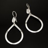 Bijoux Touareg Ethniques Boucles d'oreilles en Argent 19 Goutte d'Eau Plate Lignes d'Ebne Graves