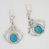 Boucles d'oreilles touareg argent et turquoise 1