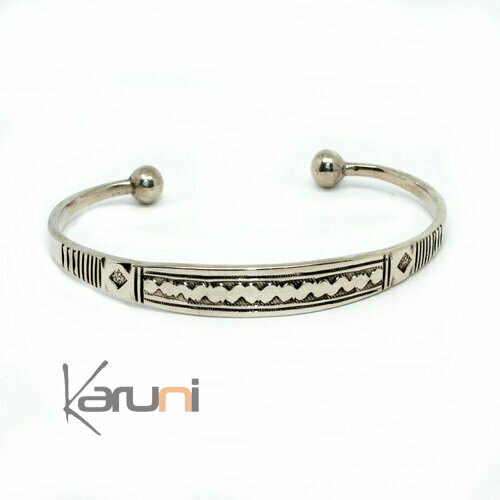 Bracelet Touareg Gourmette Jonc Grave Argent Cuivre Nikita 