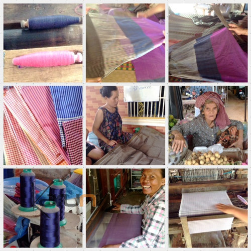 Foulard en Soie Etole Krama Cambodge Echarpe Mony Sarany Shop Petits Carreaux Noir/Blanc 170x50 cm d
