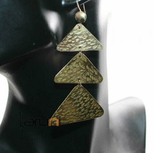 Boucles d'oreilles pendantes bronze doré triangles