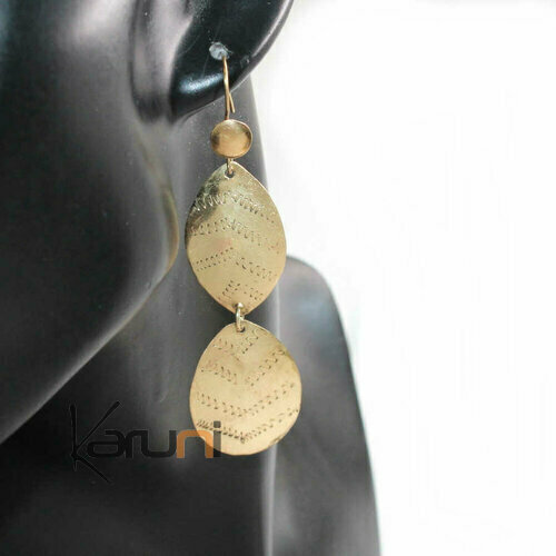 Boucles d'oreilles pendantes bronze doré Ove