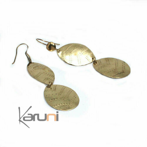 Boucles d'oreilles pendantes bronze doré Ove