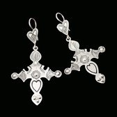 Bijoux Touareg Ethniques Boucles d'oreilles en Argent 75 Grande Croix Coeurs Niger