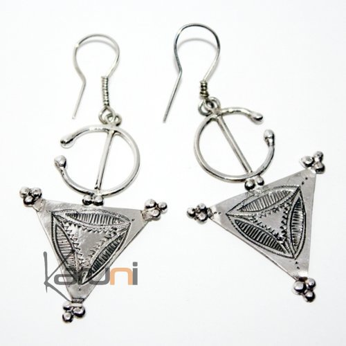 Bijoux Ethniques Touareg Boucles d'Oreilles en Argent Fibules Berbres 02