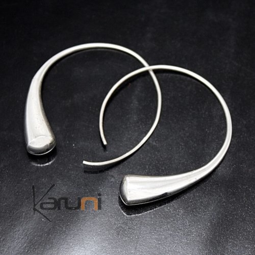 Boucles d'oreilles Créoles en argent 44 Gouttes de pluie Design KARUNI