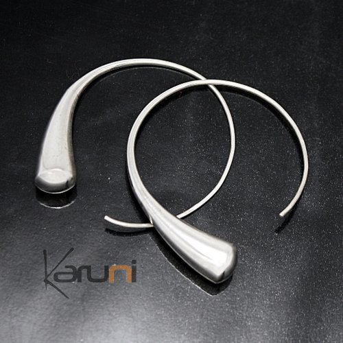 Boucles d'oreilles Créoles en argent 44 Gouttes de pluie Design KARUNI