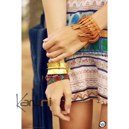 Bracelet Peul Fulani Mali 11L Bronze Doré Feuille Large Bracelet Peul Fulani Mali 11L Bronze Doré Feuille Large