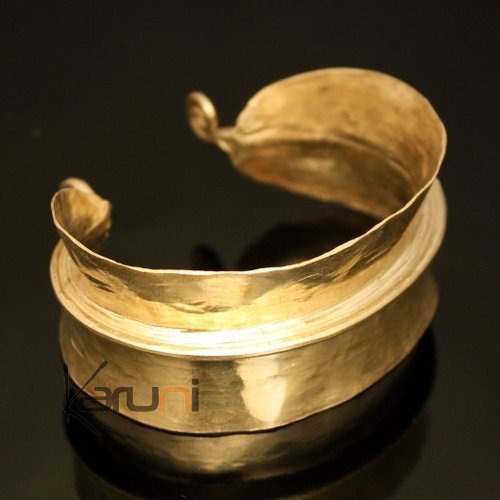 Bracelet Peul Fulani Mali 11L Bronze Doré Feuille Large
