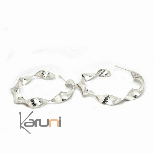 Boucles d'oreilles Créoles argent  925 twist