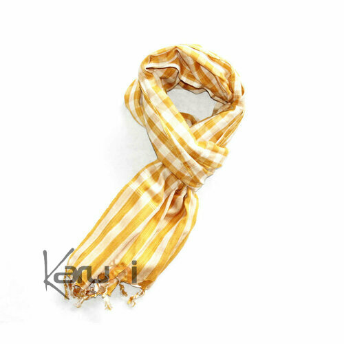 Krama Cheche Foulard Echarpe Cambodge Beige Orange