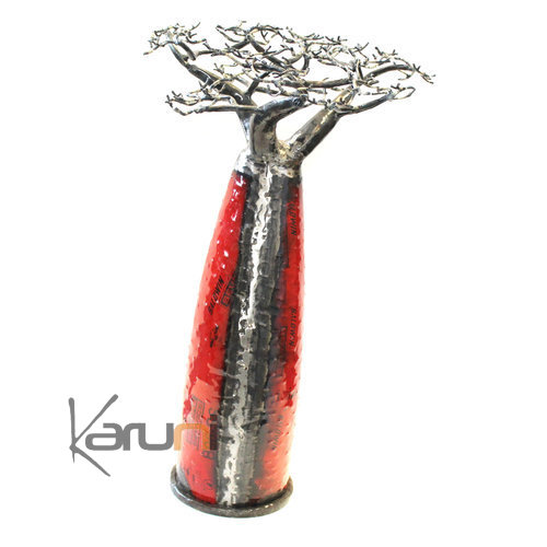 Arbre decoration - design Baobab 60 cm métal recyclé Rouge