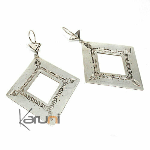 Boucles d'oreilles Argent Grand Losange