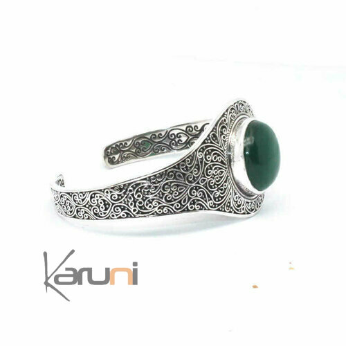Bracelet argent 925 Filigrane onyx vert
