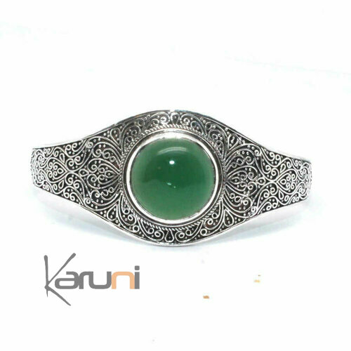 Bracelet argent 925 Filigrane onyx vert