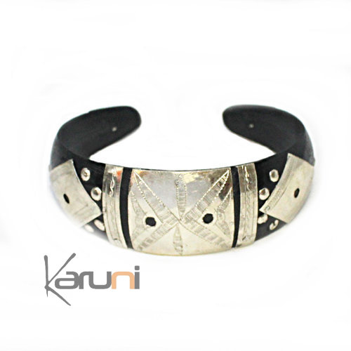 Bracelet ethnique Mauritanie résine noire argent Etoile 2