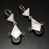 Bijoux Touareg Ethniques Boucles d'Oreilles en Argent et Pierre 06 Croix du Sud d'Ingall Niger Rondes 5 cm Noir 