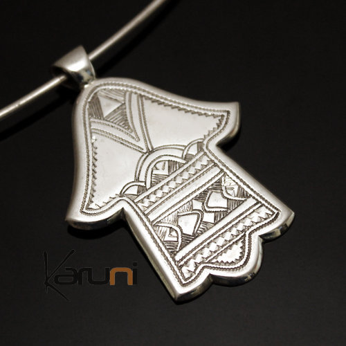 Collier Pendentif en Argent Main de Fatma Khamsa 04