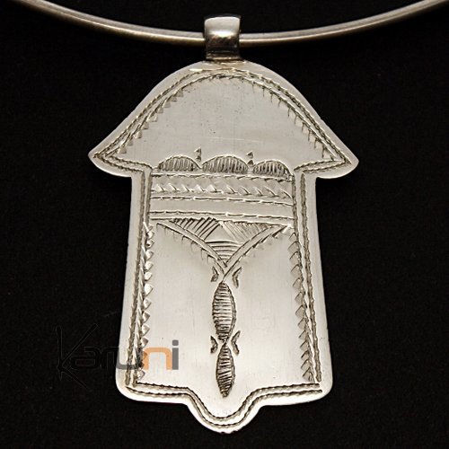 Collier Pendentif en Argent Main de Fatma Khamsa 06