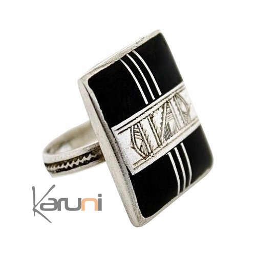 Bijoux Touareg Ethniques Bague Ebne et Argent Grav 07 - KARUNI