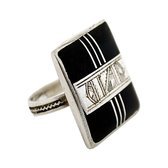 Bijoux Touareg Ethniques Bague Ebne et Argent Grav 07 - KARUNI