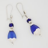 Boucles d'oreilles touareg en argent Gouttes ovales perles bleues