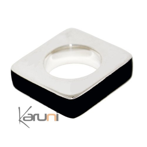 Bijoux Touareg Ethniques Bague Anneau Alliance carré design argent ébène homme/femme