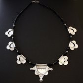 Bijoux Touareg Ethniques Collier en Argent et Perles Noires Etoile - KARUNI