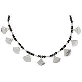 Bijoux Ethniques Touareg Collier en argent shat-shat lotus perles noires 2