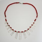 Collier touareg en argent celebra large perles rouges - ethnique b