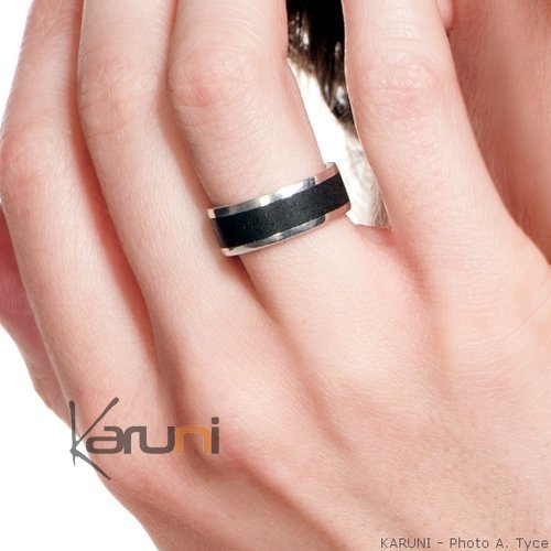 Bijoux Touareg Ethniques Bague Anneau Alliance homme/femme argent bande bne semi-large design KARUNI c