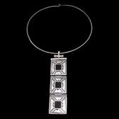 Bijoux Touareg Ethniques Africains Collier Pendentif en Argent et Ebne 11 Trois Carrs b