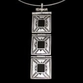 Bijoux Touareg Ethniques Africains Collier Pendentif en Argent et Ebne 11 Trois Carrs