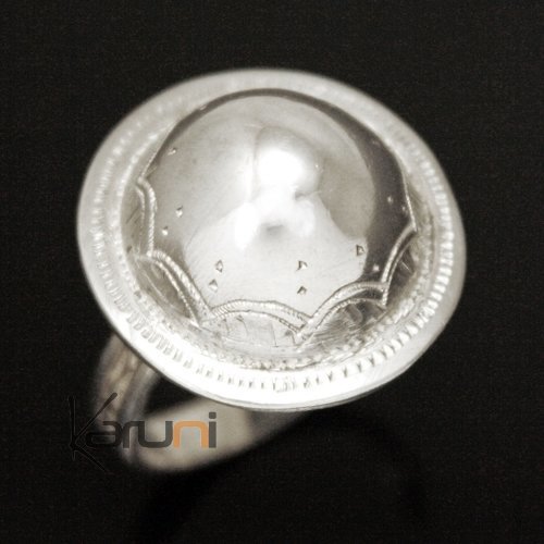 Bague en Argent 950 Grelot Dôme Gravé 10001