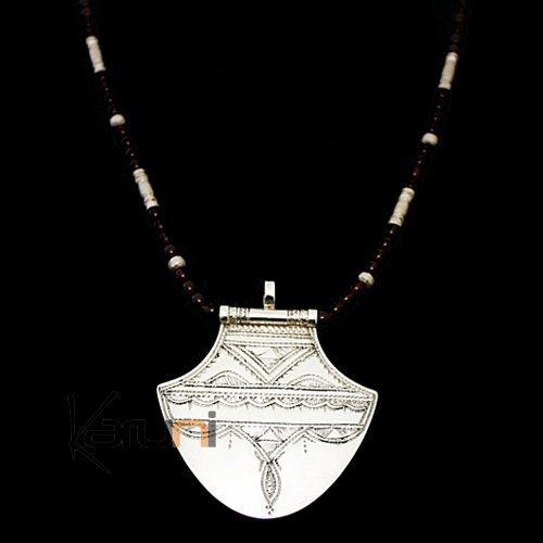 Bijoux Touareg Ethniques Collier en argent lotus 02 - KARUNI