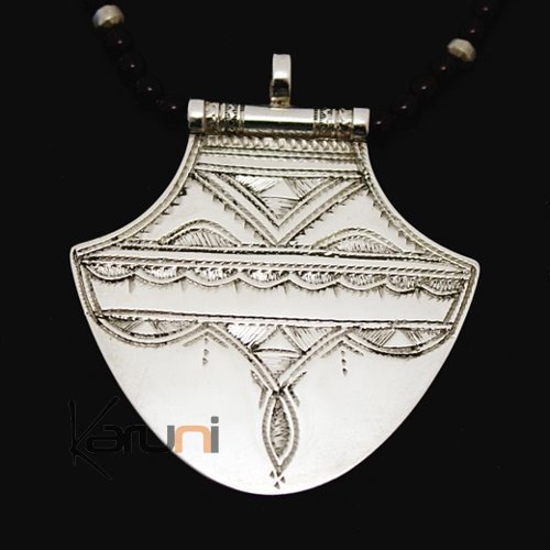 Bijoux Touareg Ethniques Collier en argent lotus 02 - KARUNI