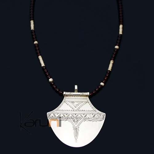 Bijoux Touareg Ethniques Collier en argent lotus 03 - KARUNI