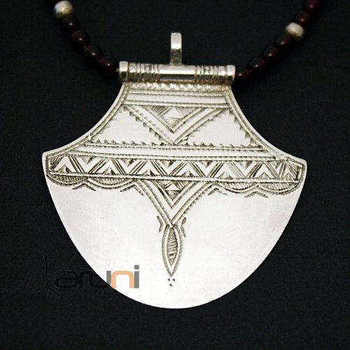 Bijoux Touareg Ethniques Collier en argent lotus 03 - KARUNI