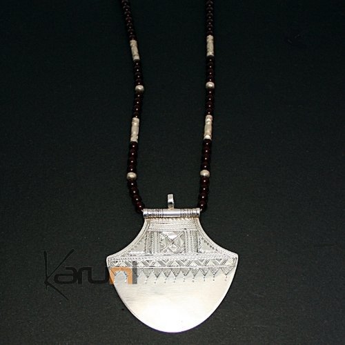 Bijoux Touareg Ethniques Collier en argent lotus 04 - KARUNI